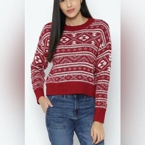 Women’s Small Red And White Adorable American Eagle Crop Sweater